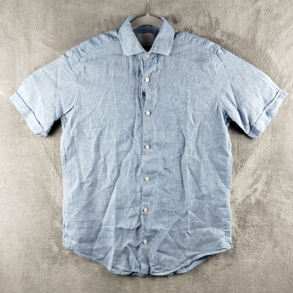 Murano Baird McNutt 100% Linen Shirt Mens S Blue Short Sleeve Button Front